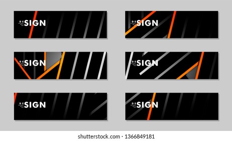 A set of modern vector banners with a line background