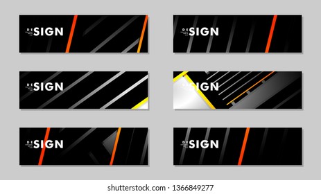 A set of modern vector banners with a line background