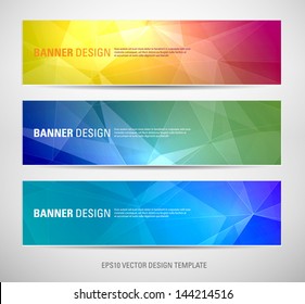 A set of modern vector banners with polygonal background