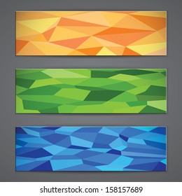 A set of modern vector banners with polygonal background. Vector