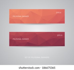 Set of modern vector banners with polygonal / mosaic background and shiny lights for business design, step presentation, number options or workflow layout. Clean and modern style 