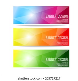A set of modern vector banners with polygonal background