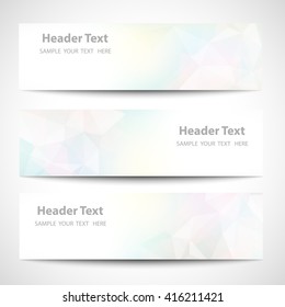 A set of modern vector banners with polygonal pastel background