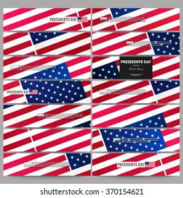 Set of modern vector banners. Presidents day background with american flag, abstract vector illustration.