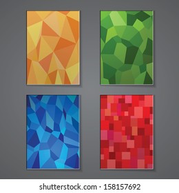 A set of modern vector brochure cover design templates with polygonal background. Vector
