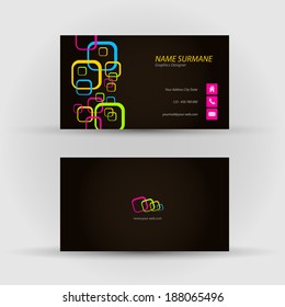 Set of modern vector business card template - front and back side