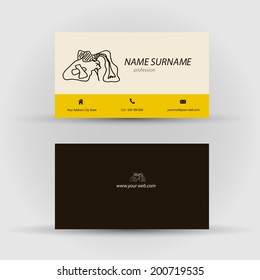 Set of modern vector business card template with face - front and back side