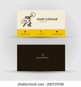 Set of modern vector business card template with face - front and back side