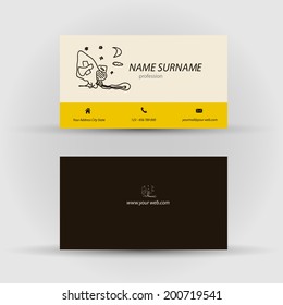 Set of modern vector business card template with face - front and back side