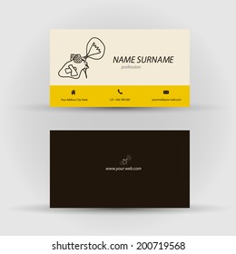 Set of modern vector business card template with face - front and back side