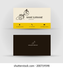 Set of modern vector business card template with face - front and back side