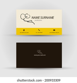 Set of modern vector business card template with face - front and back side