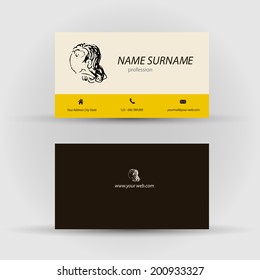 Set of modern vector business card template with face - front and back side