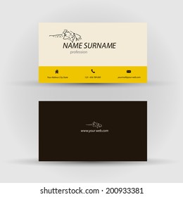 Set of modern vector business card template with face - front and back side