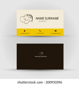 Set of modern vector business card template with face - front and back side