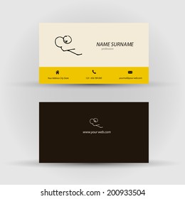 Set of modern vector business card template with face - front and back side