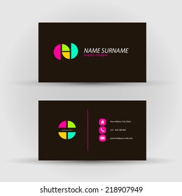 Set of modern vector business card template - front and mack side