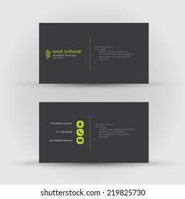 Set of modern vector business card template - front and mack side