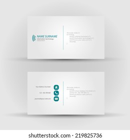 Set of modern vector business card template - front and mack side