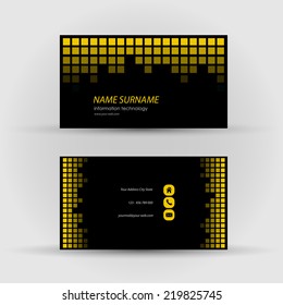 Set of modern vector business card template - front and mack side