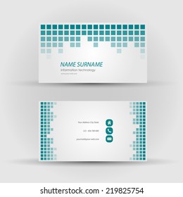 Set of modern vector business card template - front and mack side