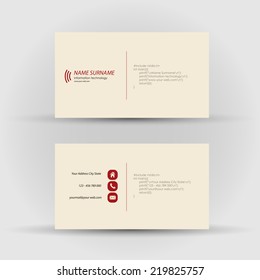 Set of modern vector business card template - front and mack side