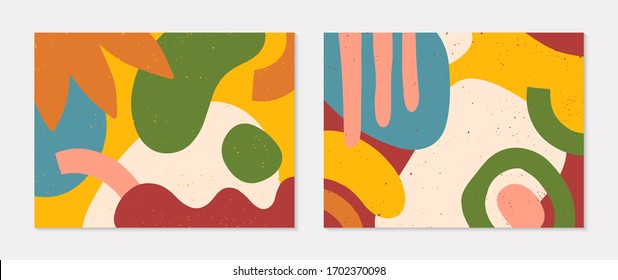 Set of modern vector collages with hand drawn organic shapes,textures and graphic elements.Trendy contemporary design perfect for prints,social media,banners,invitations,branding design,covers