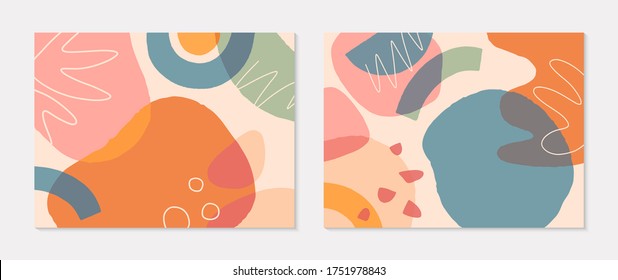 Set of modern vector collages with hand drawn organic shapes,textures and graphic elements.Trendy contemporary design perfect for prints,social media,banners,invitations,branding design,covers