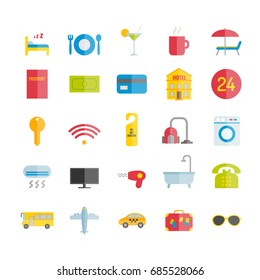 Set of modern vector flat workspace icons for web design