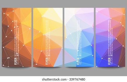 Set of modern vector flyers. Abstract multicolored background. Scientific digital design, science illustration.