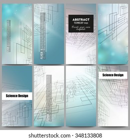 Set of modern vector flyers. Abstract vector background of digital technologies, cyber space.