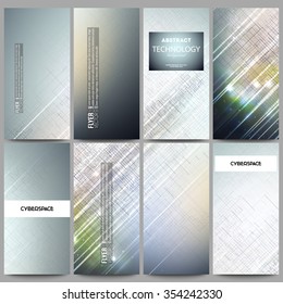 Set of modern vector flyers. Abstract science or technology vector background.