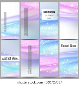Set of modern vector flyers. Abstract wave vector background.