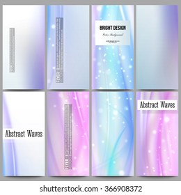 Set of modern vector flyers. Abstract wave vector background.