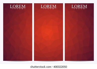 Set of modern vector flyers. Business abstract background with triangles. Banner, certificate, gift, voucher, web. Vector illustration for your design.