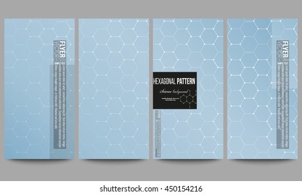 Set of modern vector flyers. Chemistry pattern, hexagonal design vector illustration
