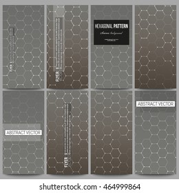 Set of modern vector flyers. Chemistry pattern, hexagonal scientific design vector illustration