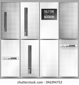 Set of modern vector flyers. Halftone background. Black dots on white