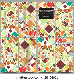 Set of modern vector flyers. Material Design. Colored vector background