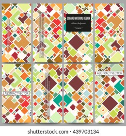 Set of modern vector flyers. Material Design. Colored vector background