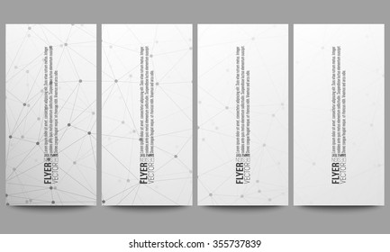 Set of modern vector flyers. Molecular structure design, scientific vector background.