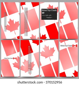 Set of modern vector flyers. National Flag of Canada Day. Abstract dotted vector background
