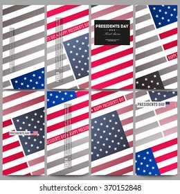 Set of modern vector flyers. Presidents day background with american flag, abstract vector illustration