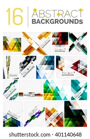 Set of modern vector geometric abstract shape backgrounds