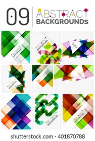 Set of modern vector geometric abstract shape backgrounds