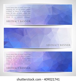 A set of modern vector horizontal blue banners with polygonal background and place for your text