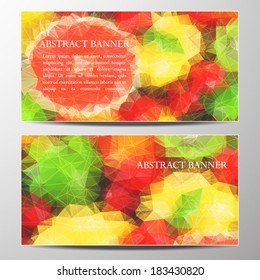 A set of modern vector horizontal bright exotic banners with geometric background and place for your text