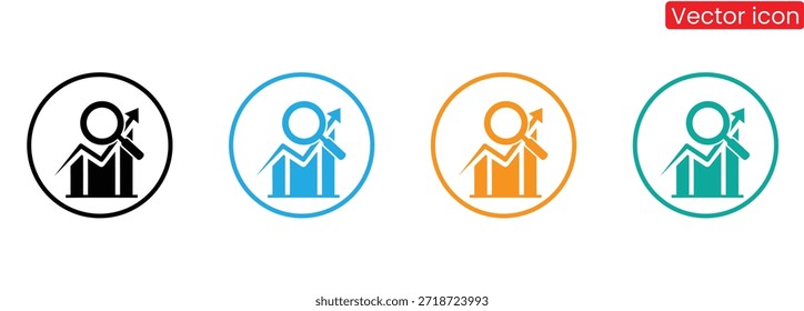 Set of modern vector icons depicting business growth and success in four vibrant colors