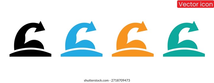 Conjunto de iconos vectoriales modernos con flechas curvas en negro, azul, naranja y verde sobre un fondo blanco limpio para un uso de diseño versátil