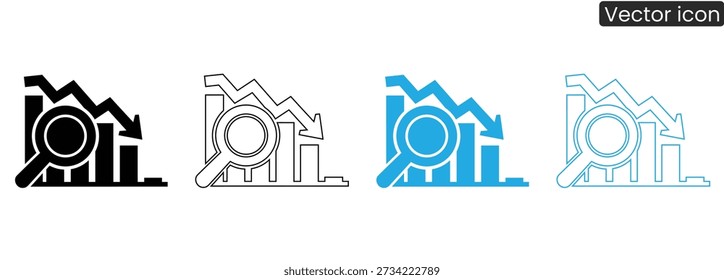 Un conjunto de iconos vectoriales modernos que ilustran el crecimiento y el análisis de negocios en varios colores, perfectos para su uso en finanzas, marketing y aplicaciones comerciales